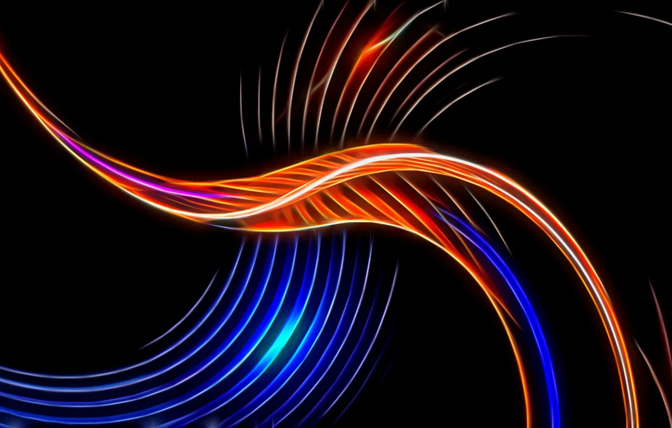 Wallpaper abstraction, rendering, Wallpaper, black background, picture, the  play of light, screensaver on your desktop, luminous waves images for  desktop, section абстракции - download