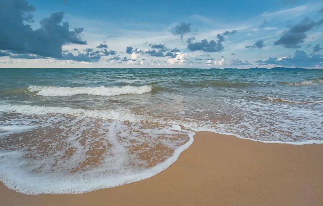 Photo wallpaper sand, sea, wave, beach, summer, summer, beach, sea, blue, seascape, sand, wave