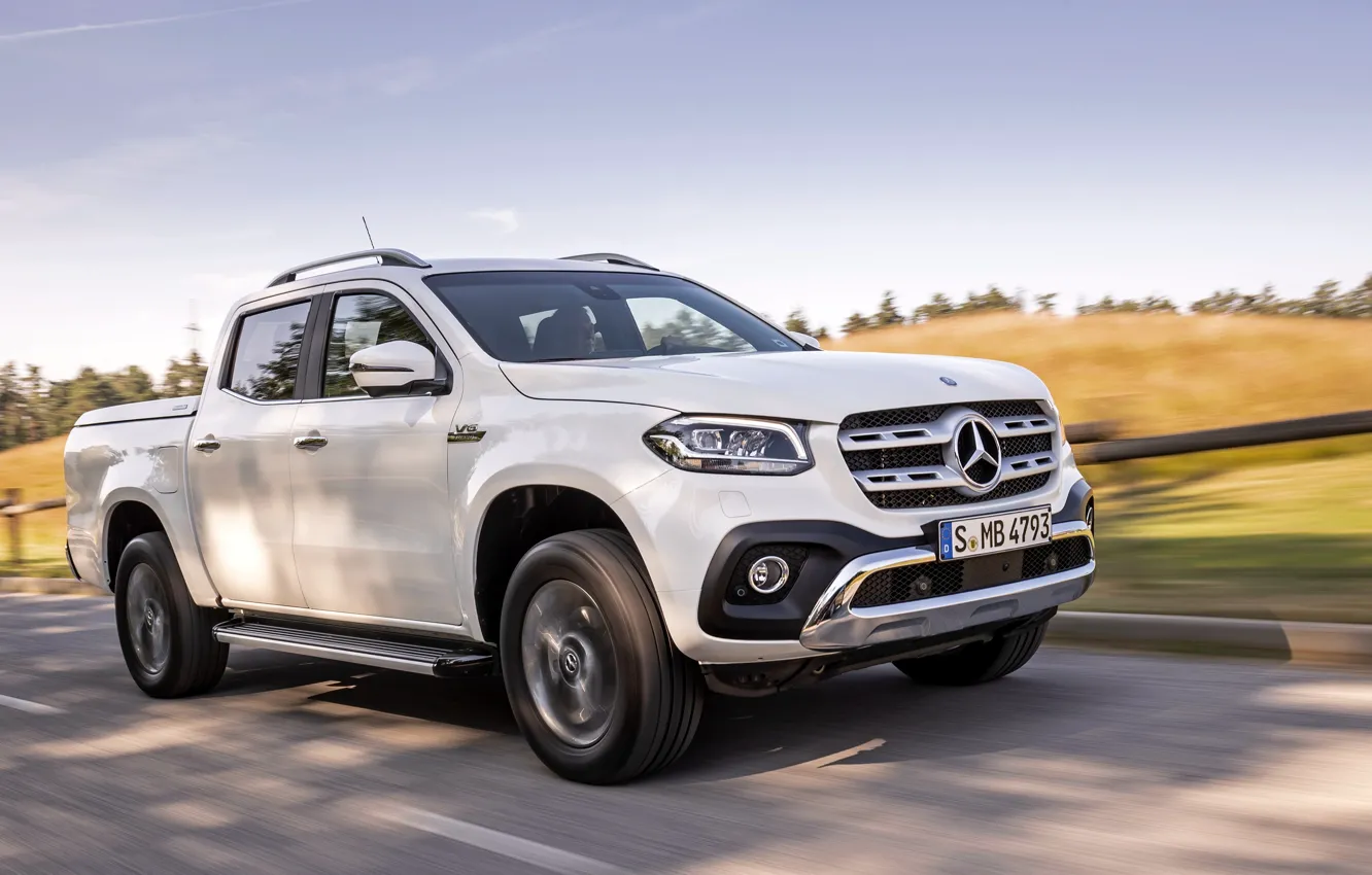 Photo wallpaper white, Mercedes-Benz, pickup, 2018, on the road, X-Class