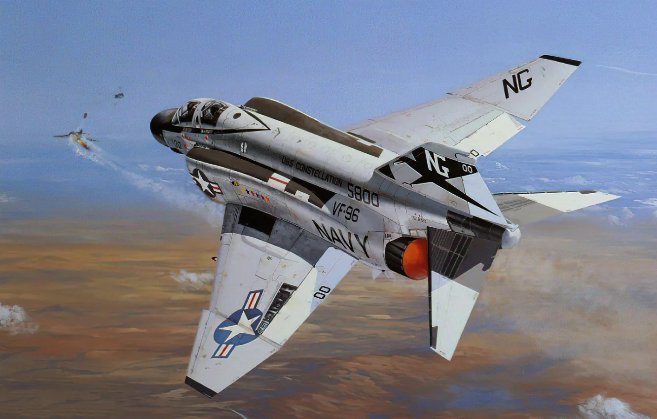 Photo wallpaper war, art, airplane, aviation, jet, f-4 Phantom