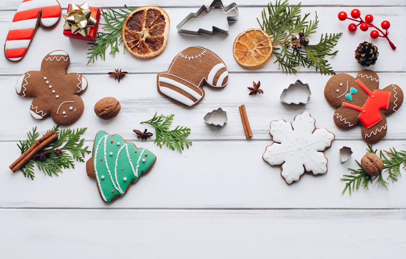 Wallpaper decoration, New Year, cookies, Christmas, Christmas, wood ...