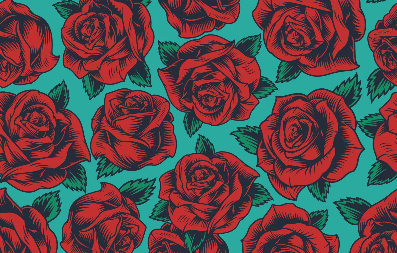 Wallpaper flowers, retro, background, blue, roses, red, vintage images for  desktop, section текстуры - download