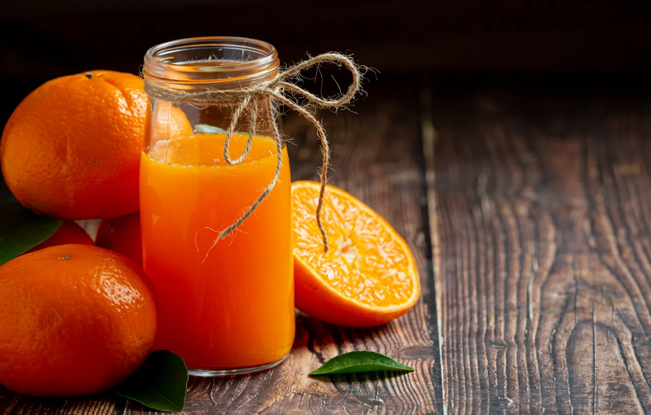 Photo wallpaper oranges, juice, orange juice, jar