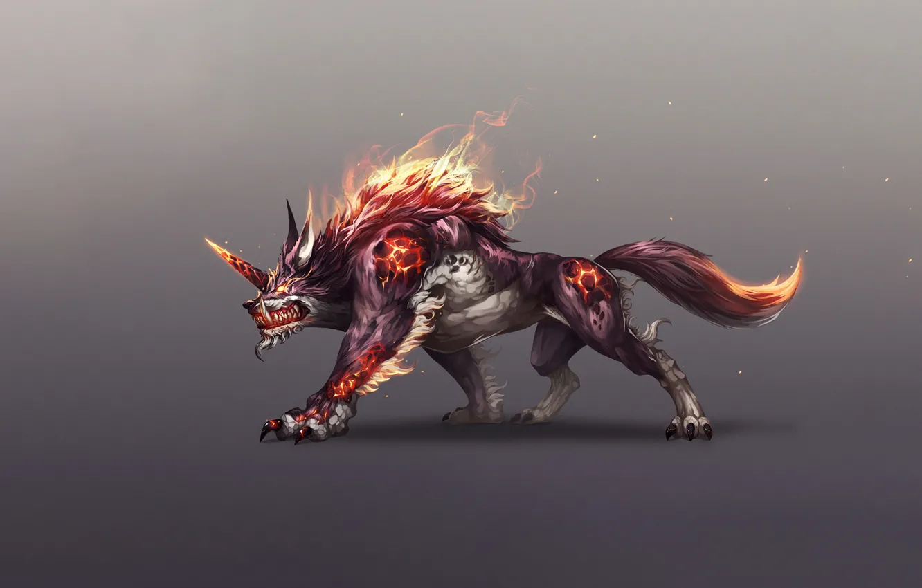 Wallpaper Fantasy Fire Monster Art Flame Style Wolf