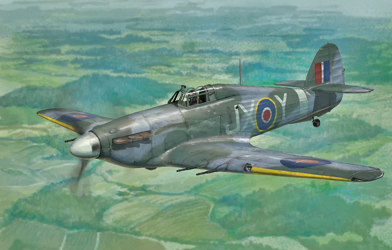 Photo wallpaper art, airplane, aviation, Hawker Hurricane, ww2