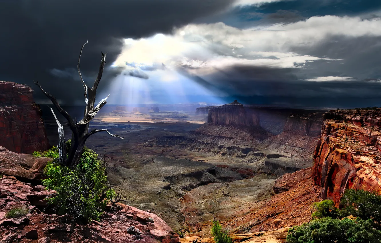 Photo wallpaper clouds, Utah, USA, USA, sunlight, Utah, Canyonlands National Park