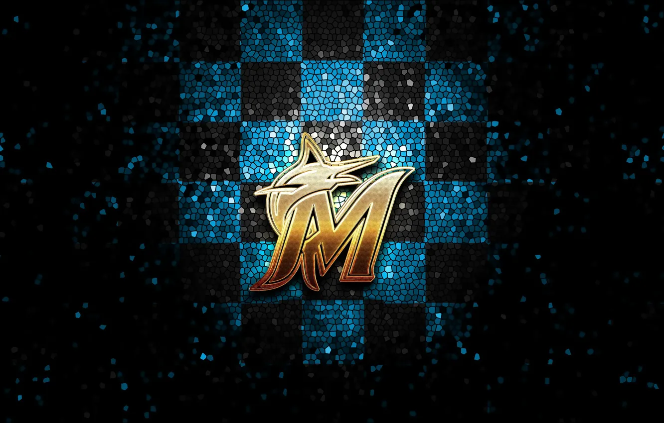 Wallpaper Wallpaper Sport Logo Baseball Glitter Checkered Mlb Miami Marlins Images For Desktop Section Sport Download