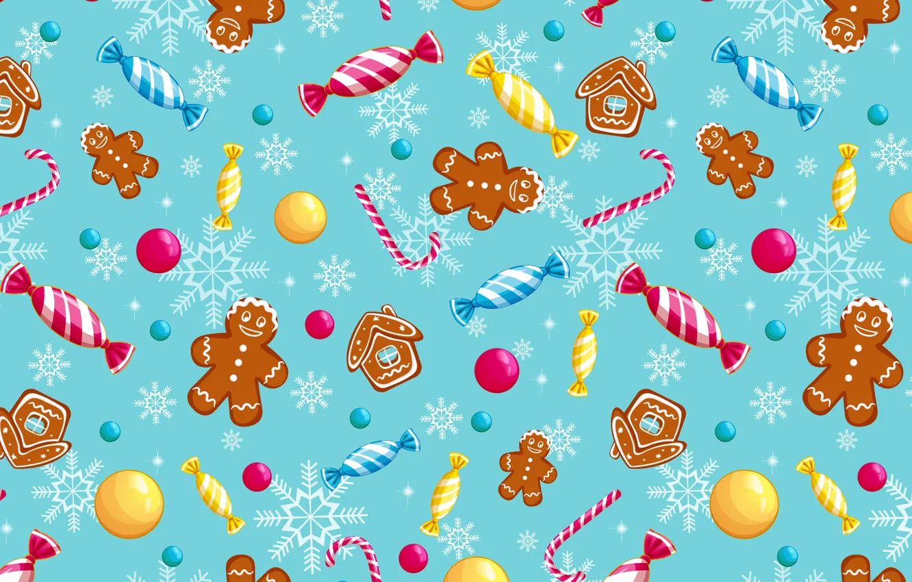 Photo wallpaper background, Christmas, candy, sweets, New year, christmas, background, pattern, merry, sweets, candy, gingerbread, gingerbread, seamless