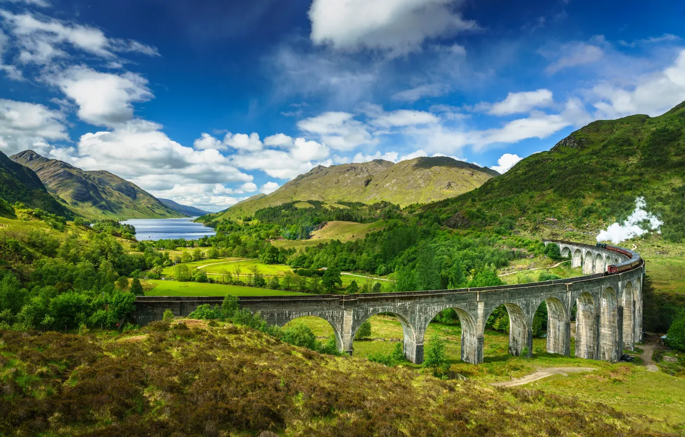 Photo wallpaper bridge, the engine, Scotland, Glenfinnan, Lochaber