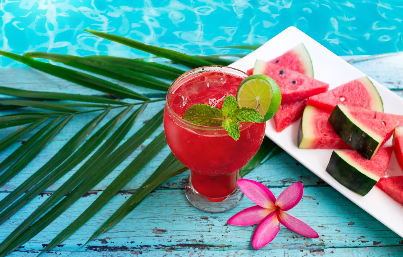 Photo wallpaper watermelon, juice, cocktail, summer, fresh, drink, watermelon, tropical, slice