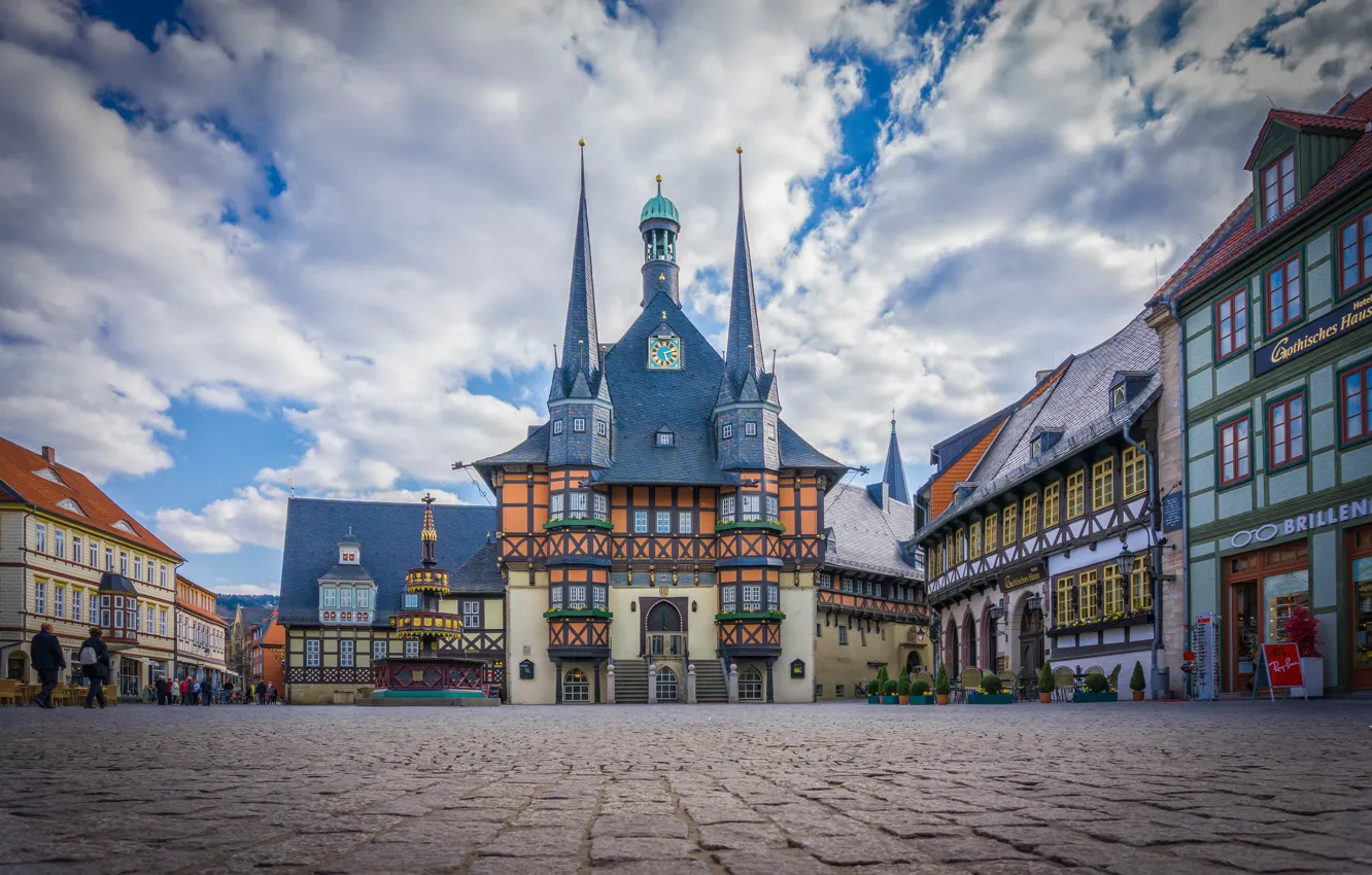 Photo wallpaper the sky, clouds, building, Germany, area, Wernigerode