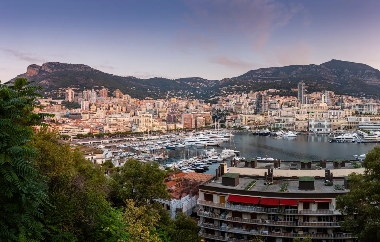 Photo wallpaper mountains, building, home, yachts, port, Monaco, harbour, Monaco, Monte Carlo, Monte Carlo, The Port Of …