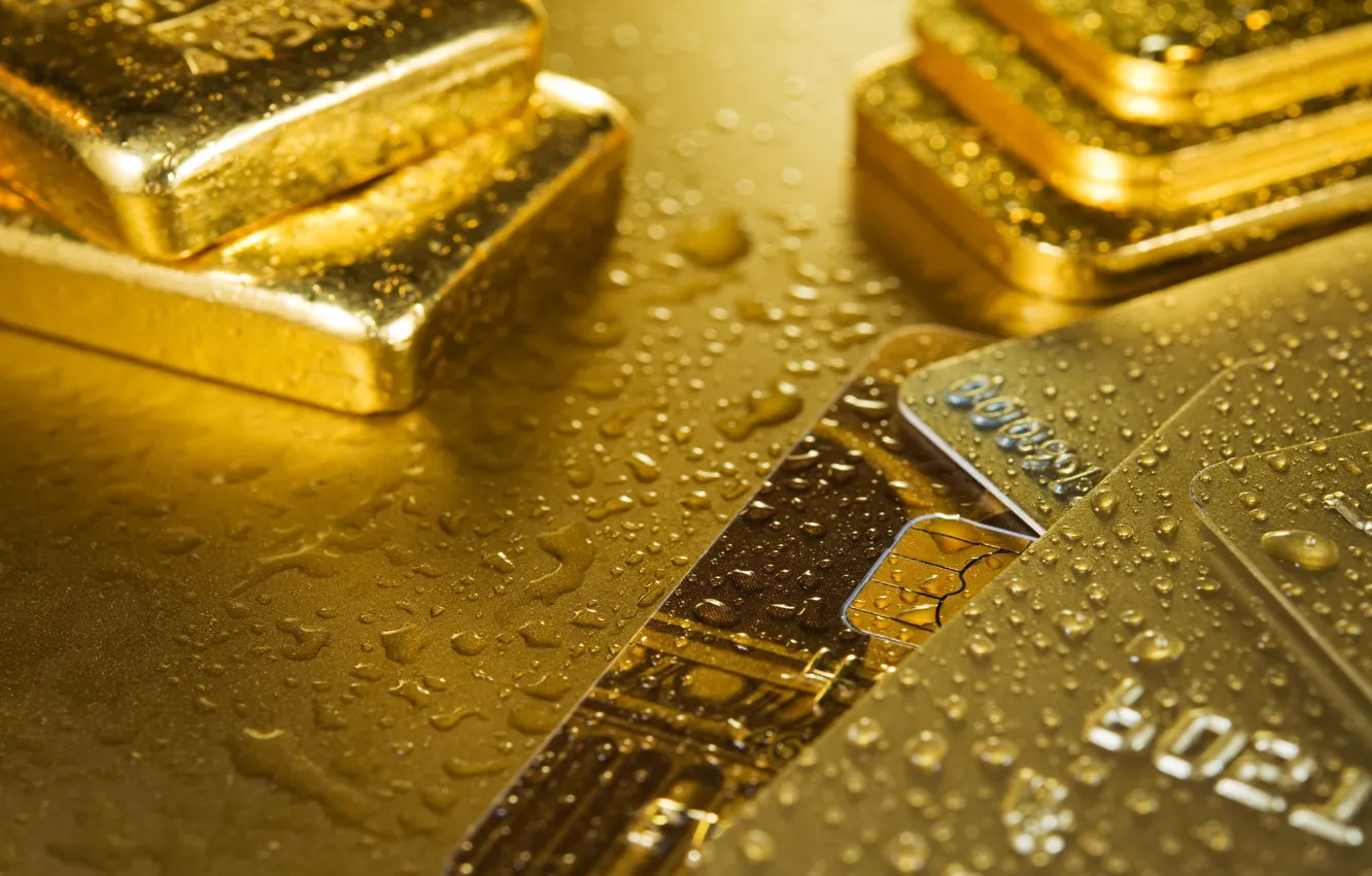 Photo wallpaper gold, money, bars