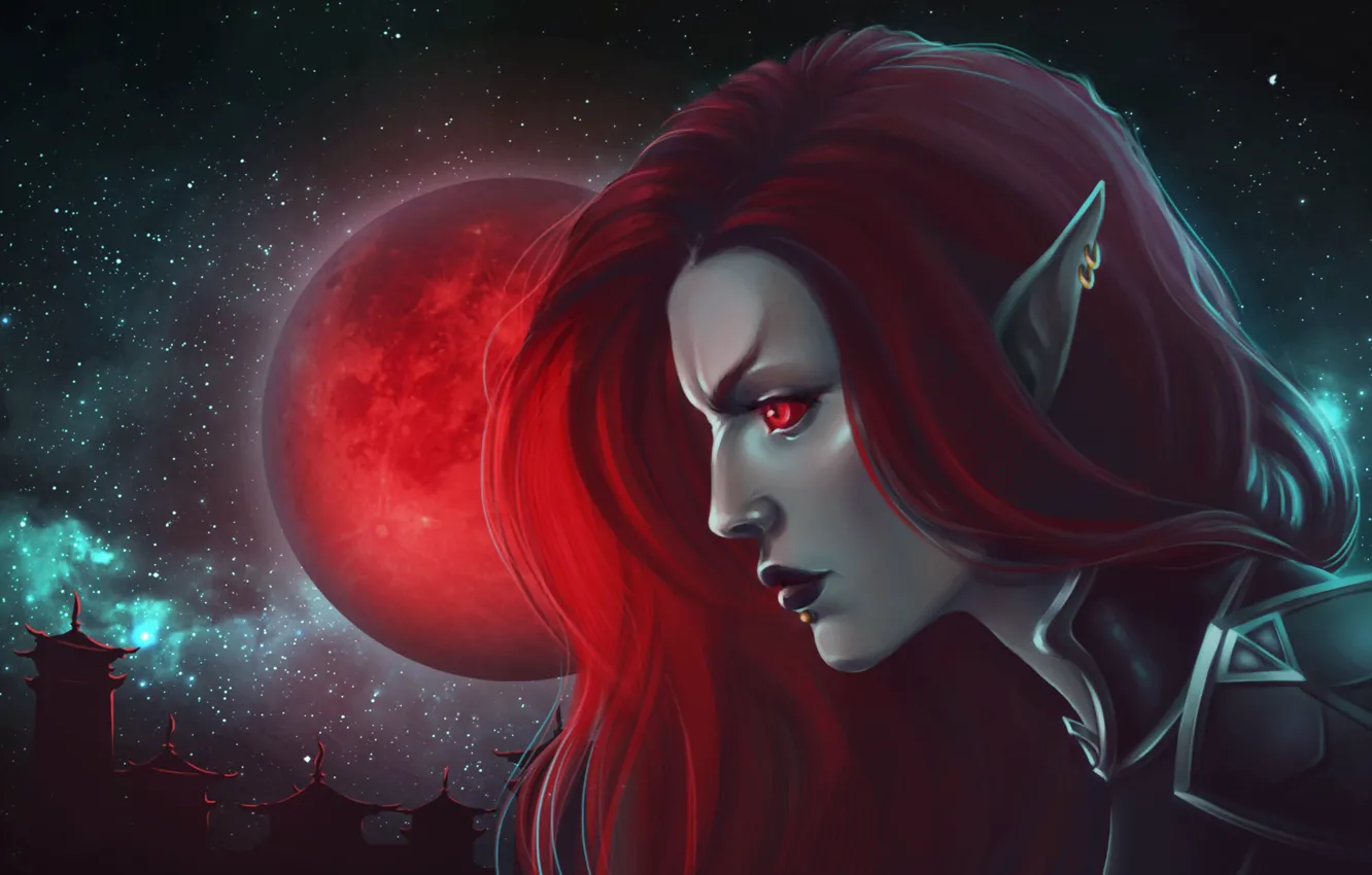 Wallpaper girl, the moon, vampire images for desktop, section фантастика -  download