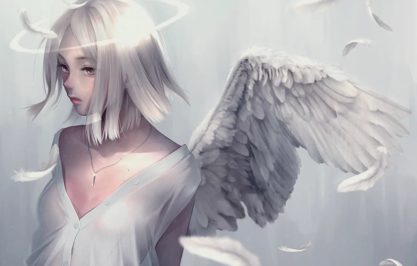Wallpaper girl, fantasy, anime, wings