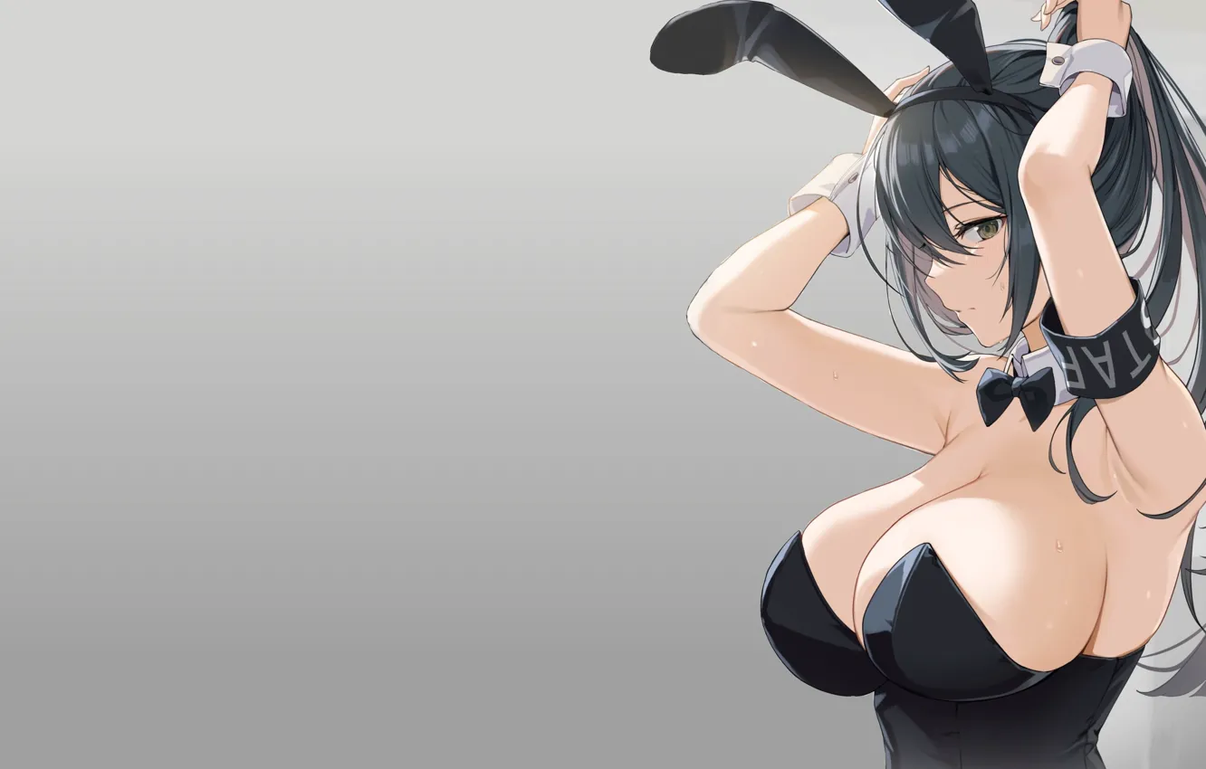 Wallpaper sexy, black, Anime, boobs, pretty, breasts, big boobs, bunny,  oppai, bunny girl, usagi, black suit, black haired images for desktop,  section сэйнэн - download