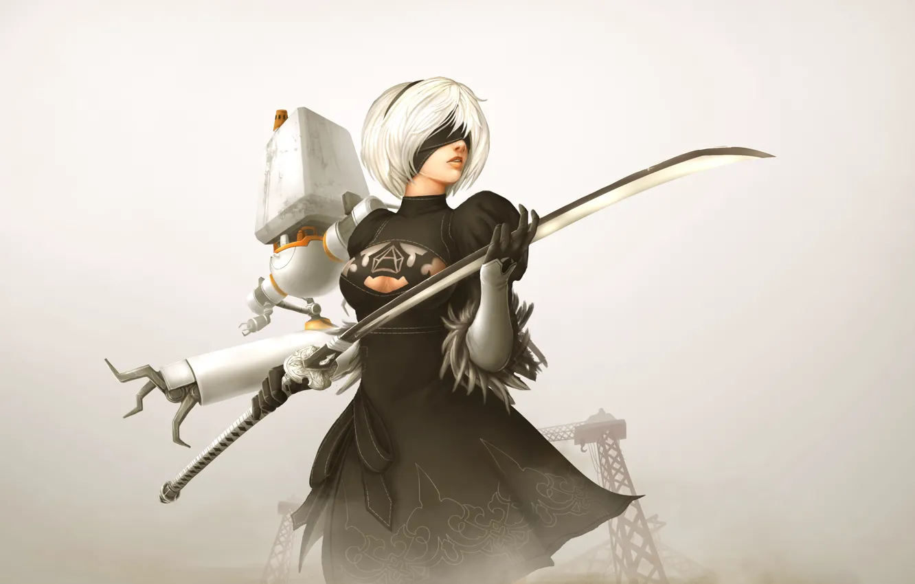 Wallpaper Girl Background The Game Katana Nier Automata Images For Desktop Section Igry Download