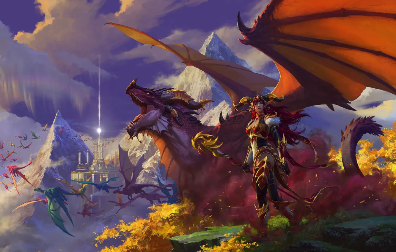 Photo wallpaper World Of Warcraft, Alexstrasza Is The Guardian Of Life, Alexstrasza, Та кто Живет, Королева Драконов, …