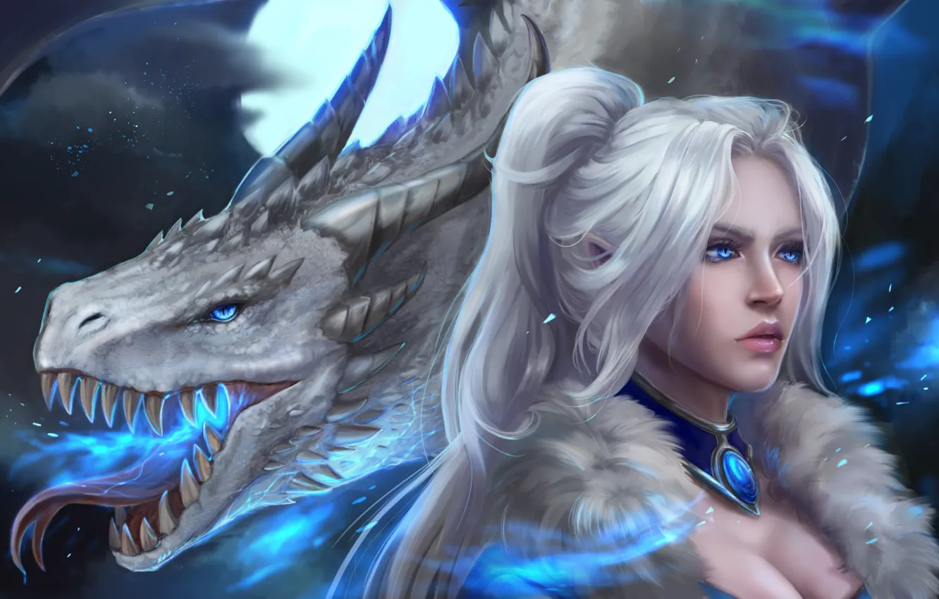 Dragon Fantasy Icy Lake Poster