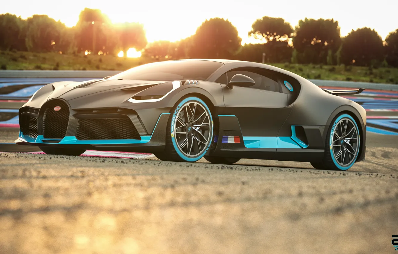 Photo wallpaper sunset, Bugatti, supercar, 2018, hypercar, Divo
