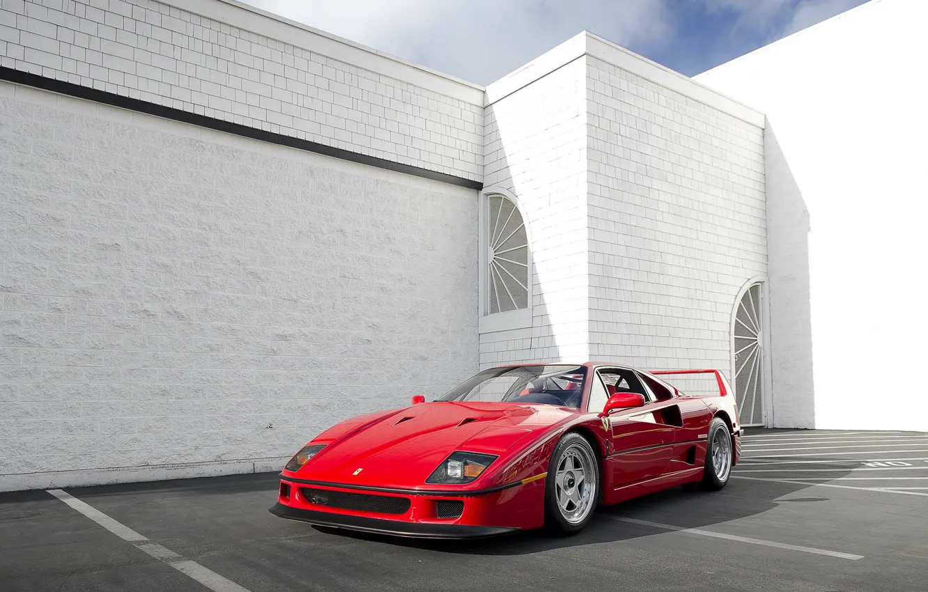 Photo wallpaper Ferrari, Red, F40, Wall