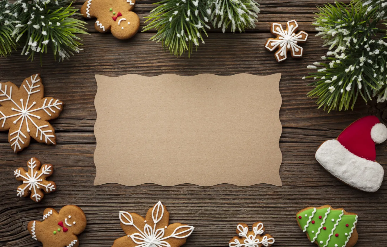 Photo wallpaper decoration, cookies, Christmas, New year, new year, Christmas, wood, cookies, decoration, gingerbread, gingerbread, fir tree, …