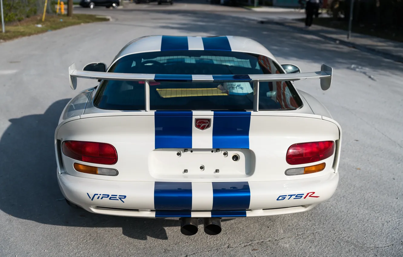 Photo wallpaper Dodge Viper, 1997, Back, American car, Wing, GTSR, Racing stripes