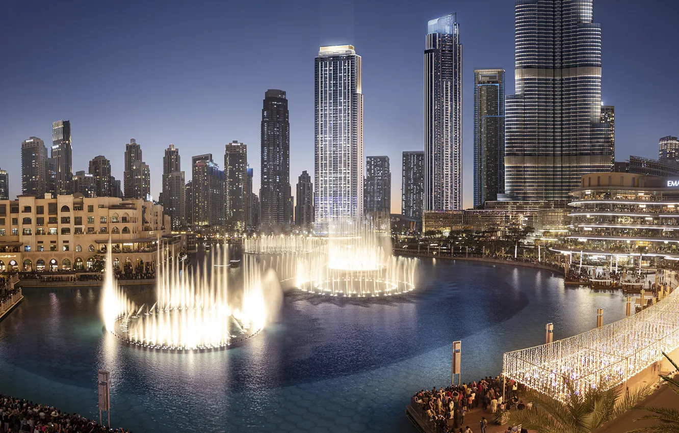 Wallpaper skyscrapers, Dubai, fountains, UAE images for desktop, section  город - download