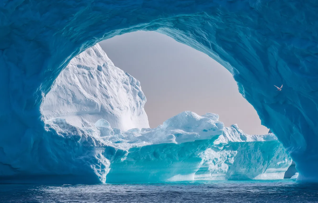 Photo wallpaper sea, glacier, North