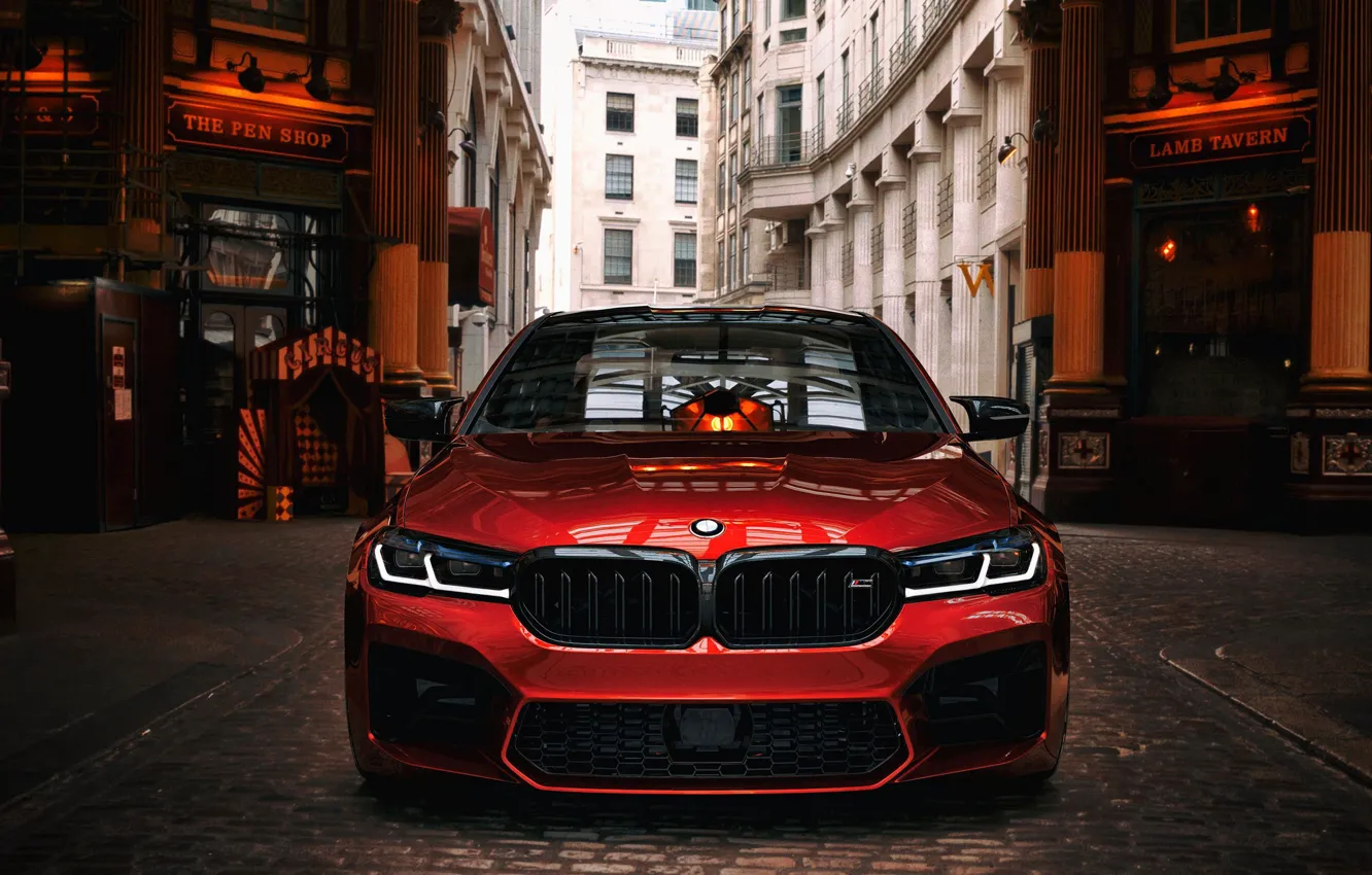 Photo wallpaper Red, Street, F90, M5 Competition