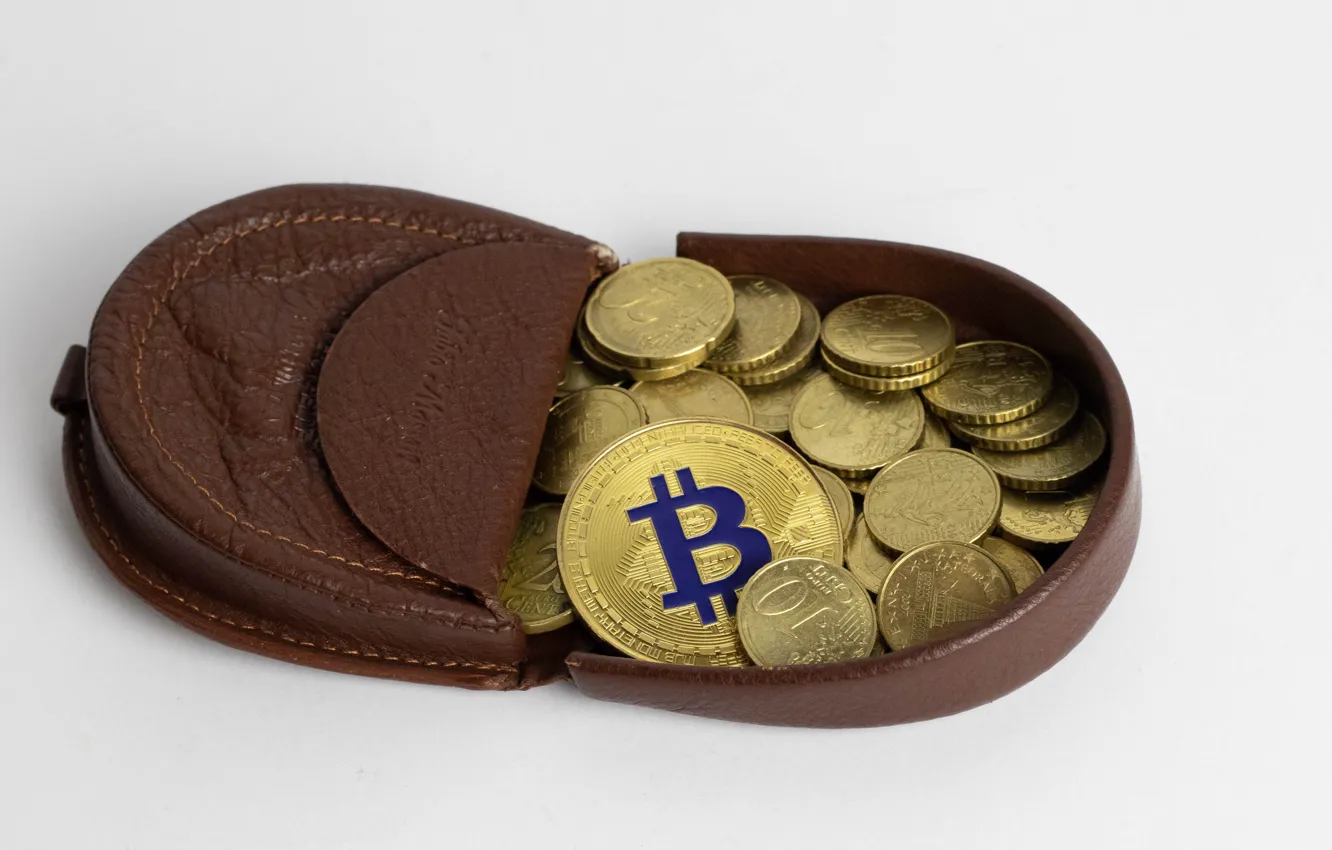 Photo wallpaper background, money, coins, purse, Bitcoin