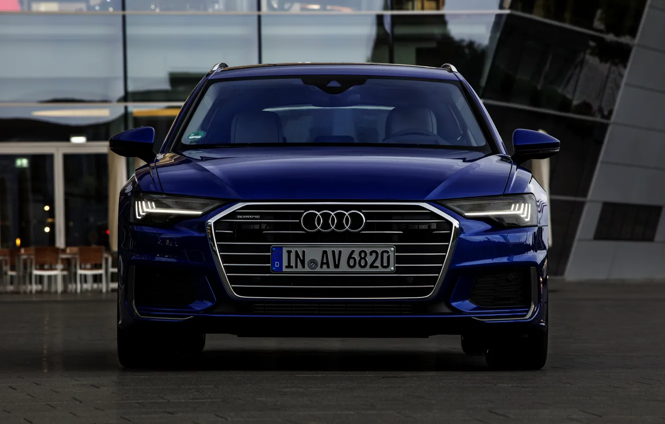 Photo wallpaper blue, Audi, front, 2018, universal, A6 Avant