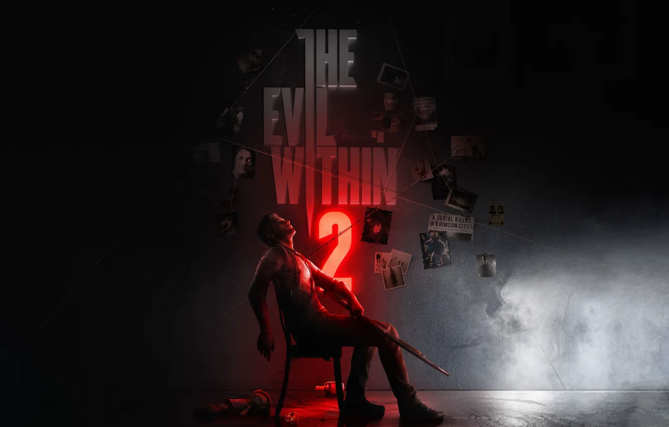 Photo wallpaper Photo, Weapons, Chair, Bethesda Softworks, Horror, Character, Tango Gameworks, Sebastian Castellanos, the Evil Within 2