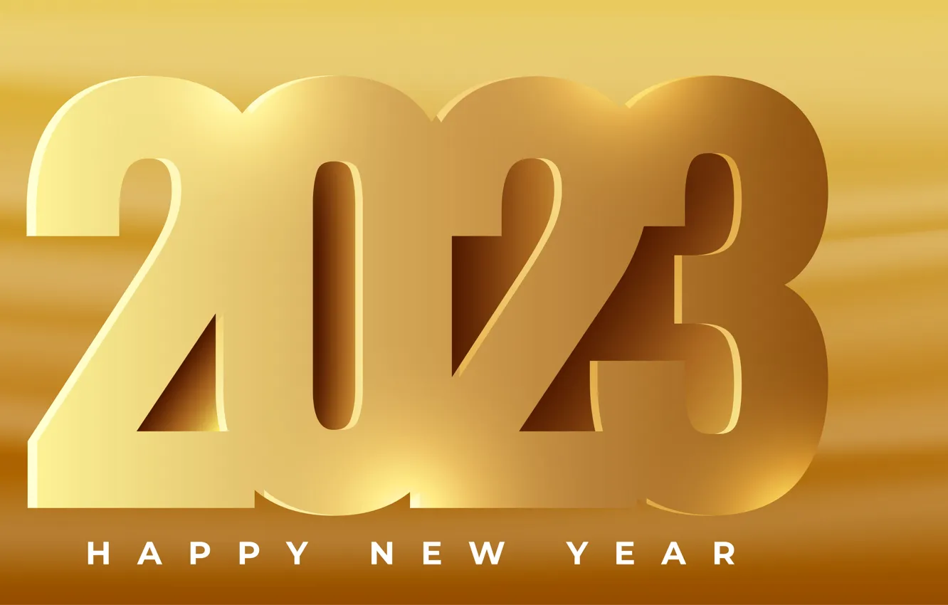 Wallpaper line, strip, the inscription, yellow, figures, New year, banner, yellow  background, gold, date, 2023 images for desktop, section новый год -  download