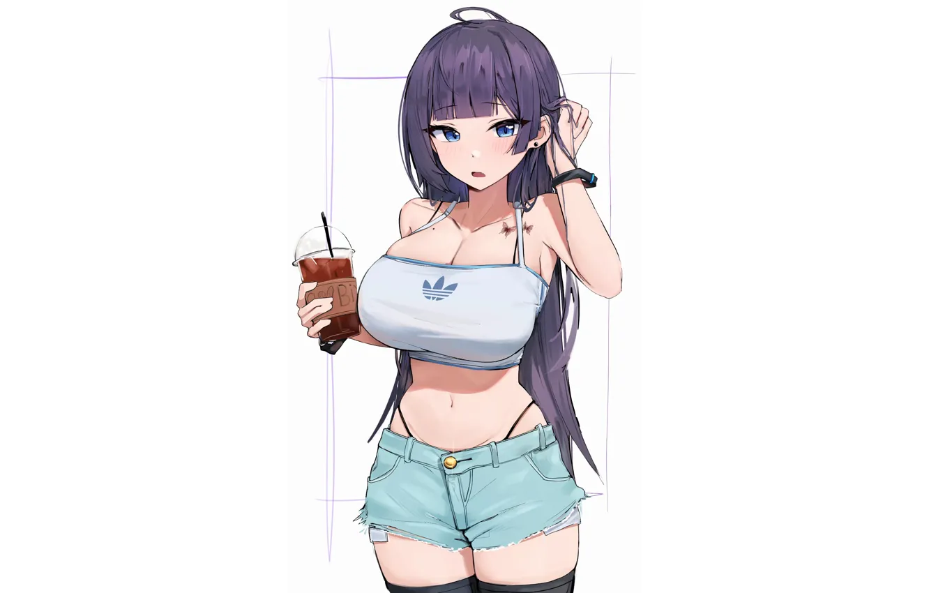 Photo wallpaper girl, sexy, Anime, girls, boobs, pretty, oppai, tapioca, bubble tea