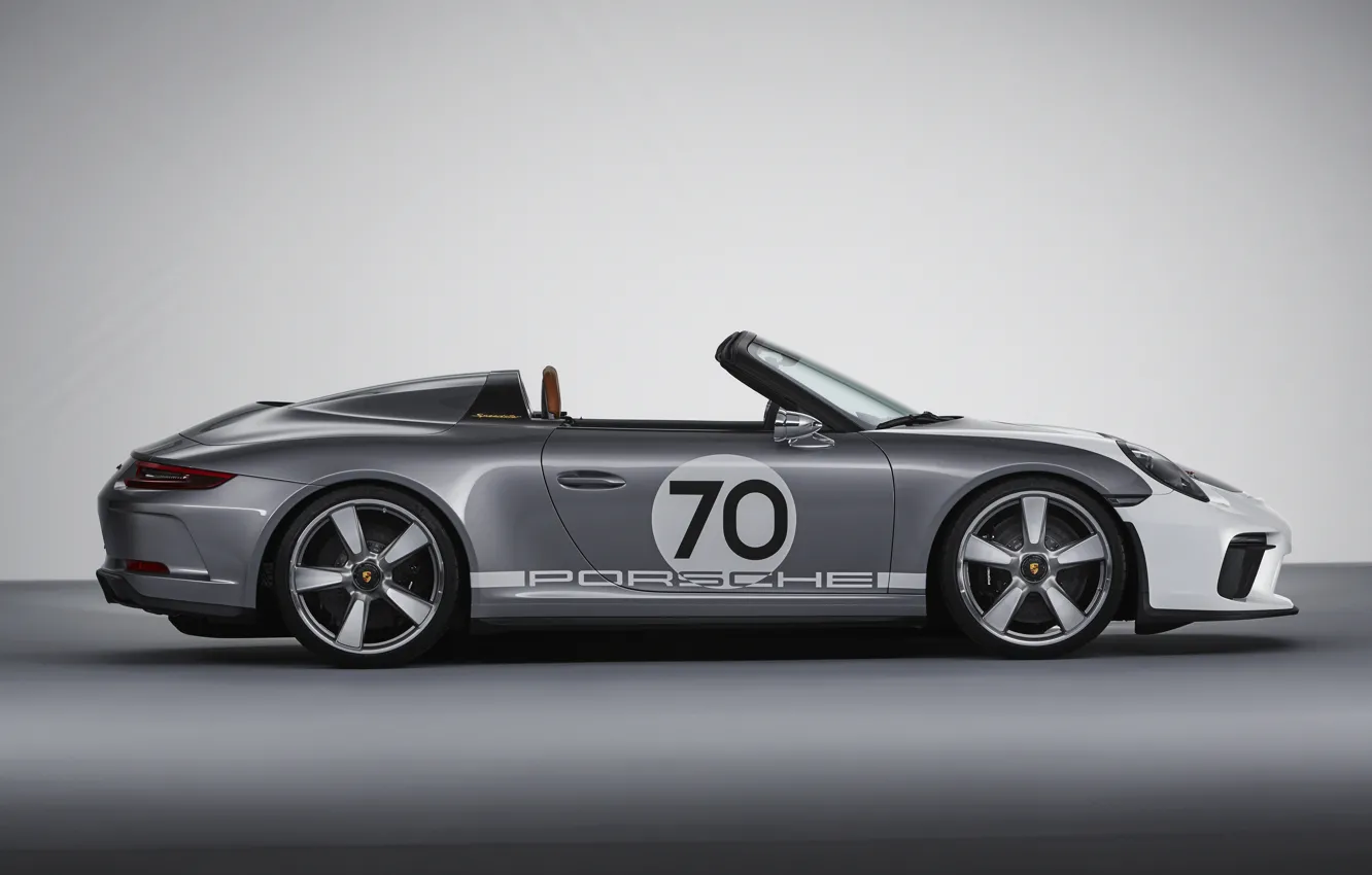Photo wallpaper Porsche, profile, 2018, gray-silver, 911 Speedster Concept