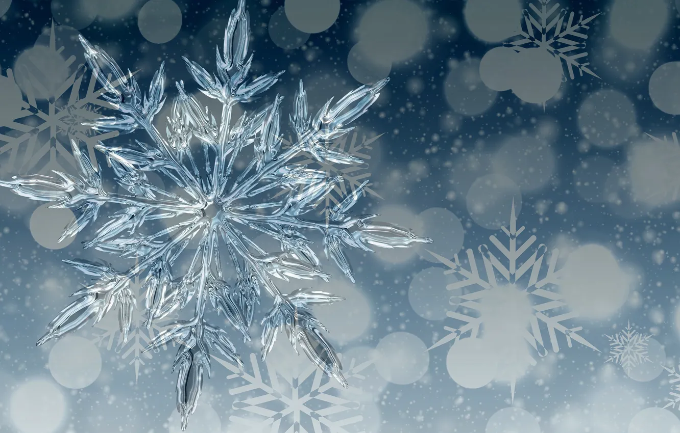 Photo wallpaper background, ice, snowflake