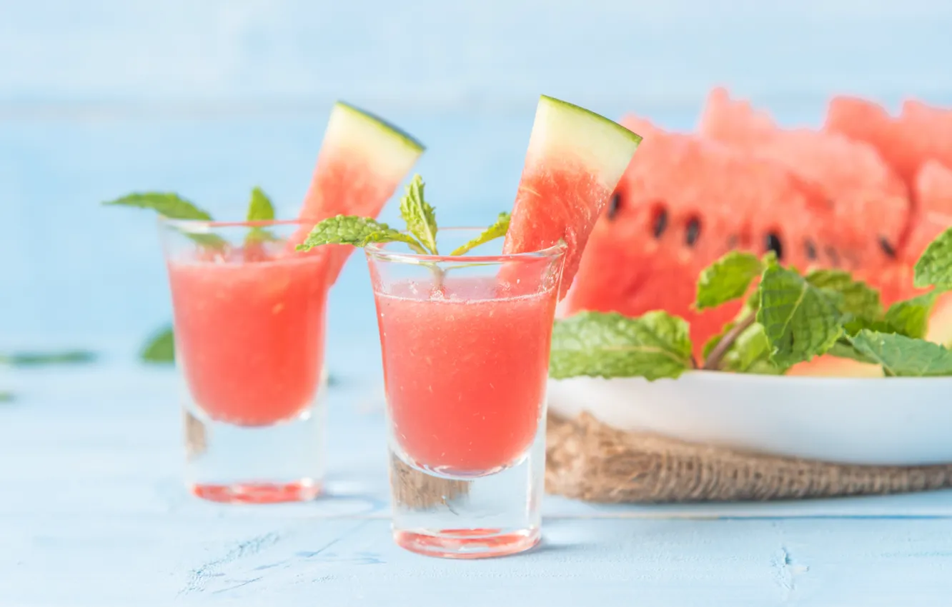 Photo wallpaper watermelon, Cocktail, berry, slice