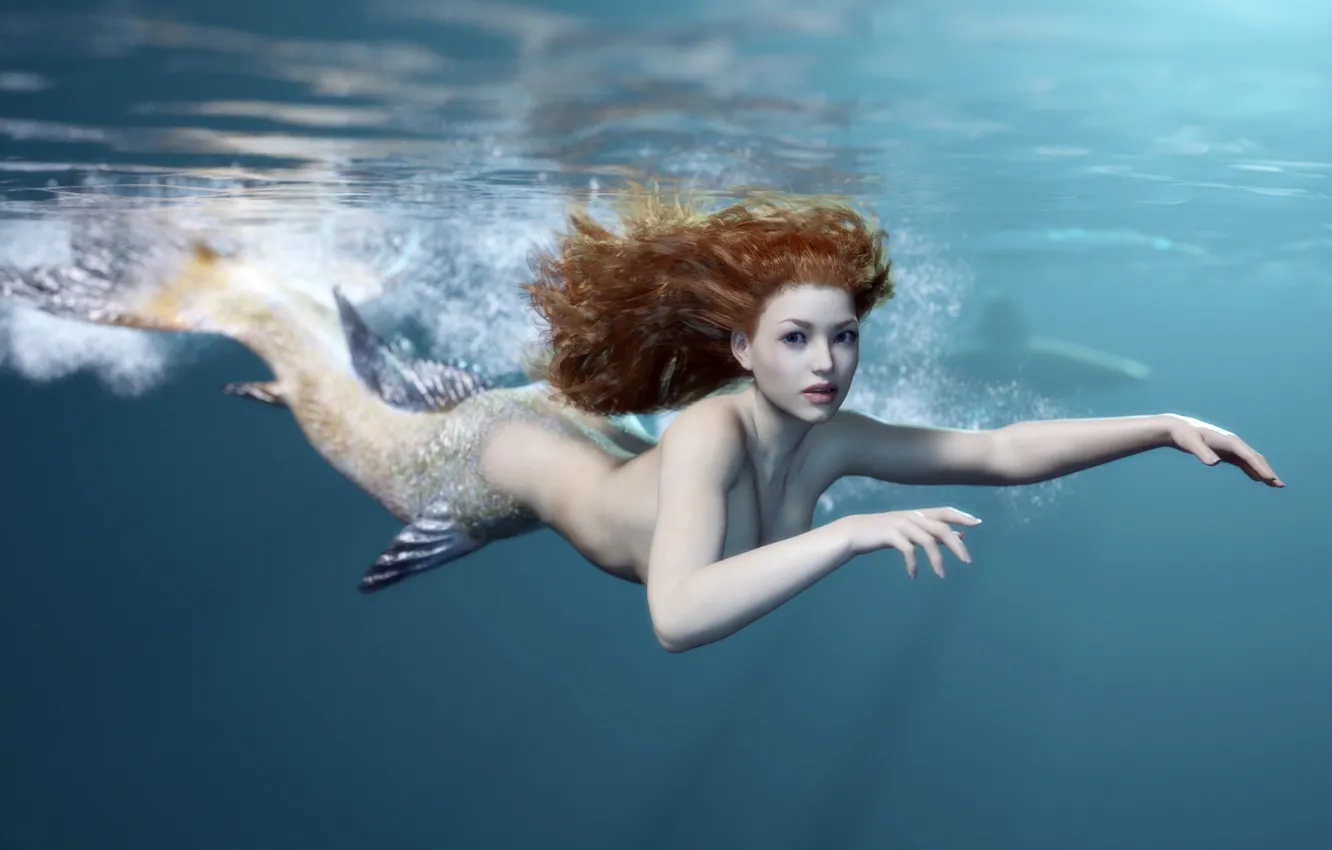 Wallpaper water, girl, mermaid images for desktop, section рендеринг -  download