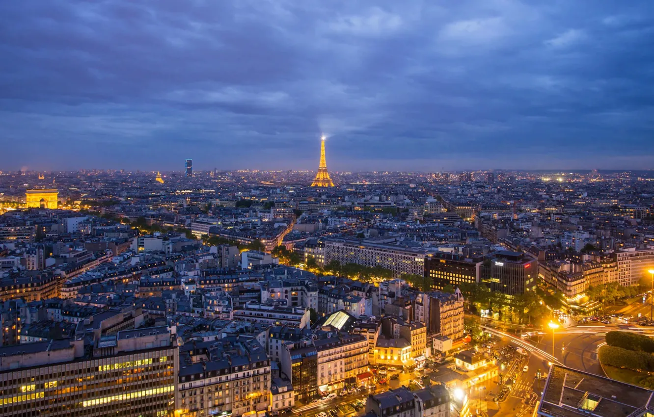 Photo wallpaper lights, Paris, France, Eiffel tower