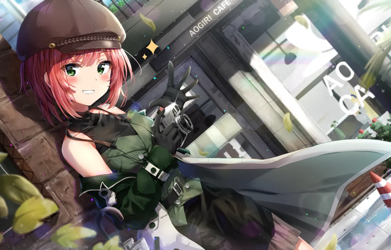 Photo wallpaper girl, smile, soldiers, Virtual Youtuber