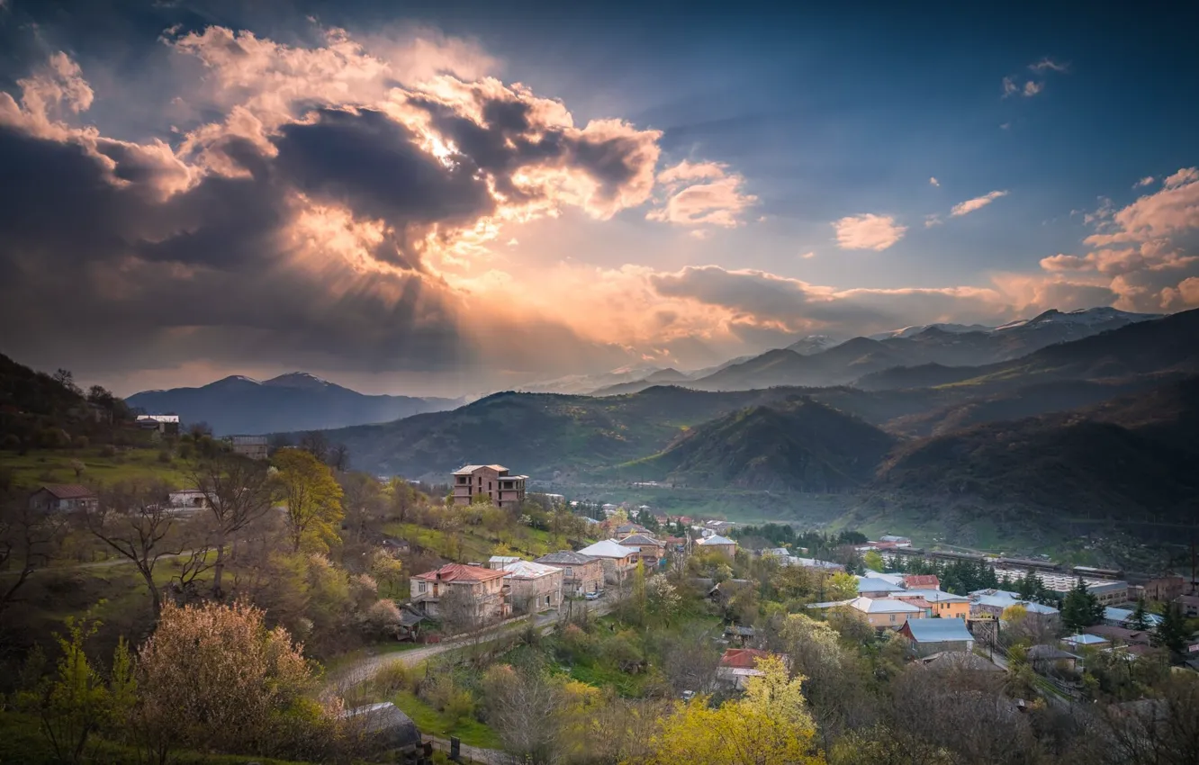 Photo wallpaper sunset, mountains, Armenia, Dilijan Valley