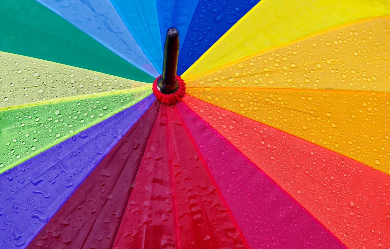 Photo wallpaper colorful, rainbow, wet, rain, close-up, umbrella, macro, textures, blur, drops, droplets, 5k hd background