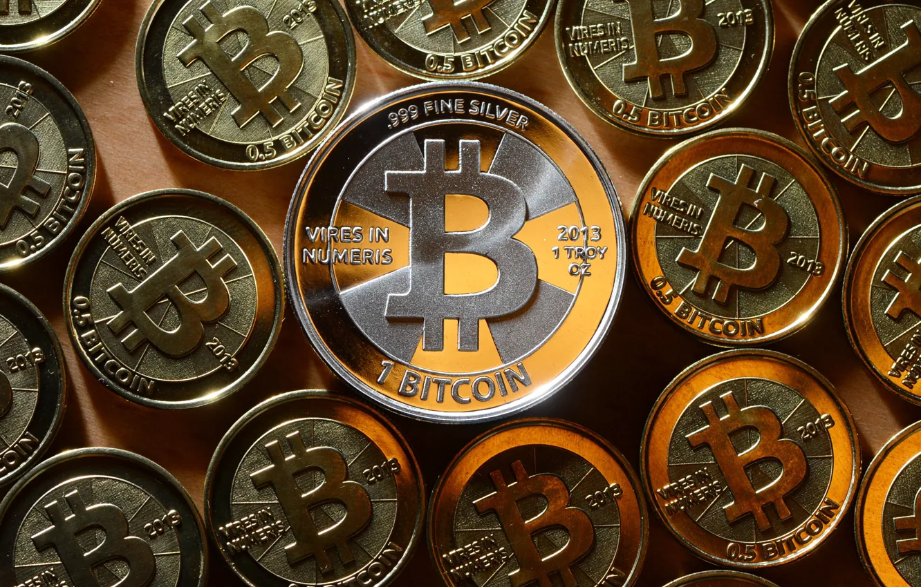 Photo wallpaper logo, coins, coins, bitcoin, bitcoin
