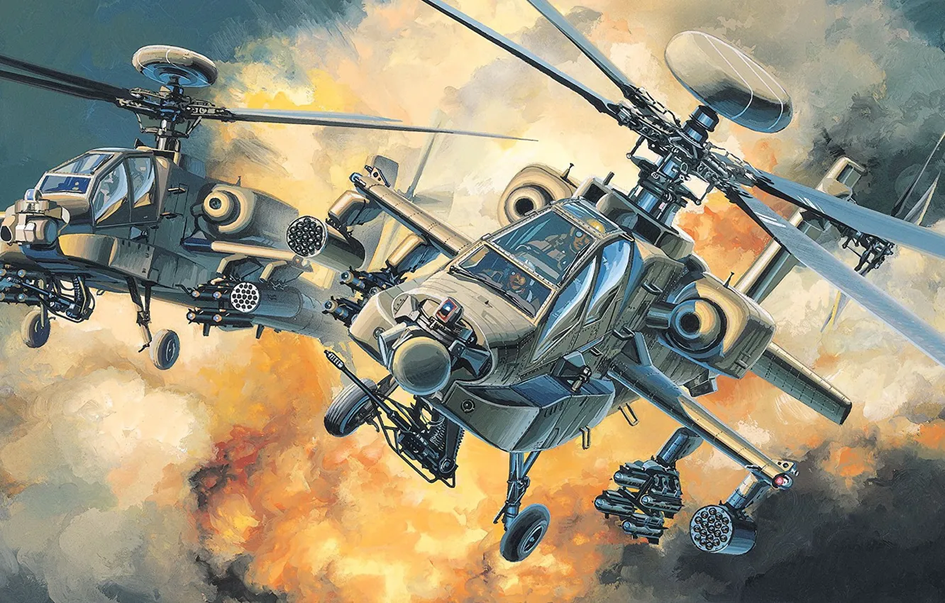 Wallpaper AH-64D, McDonnell Douglas, the main attack helicopter of the US  Army, the second major modification 