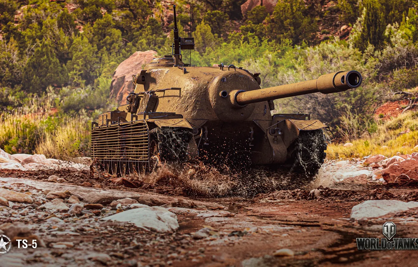 Photo wallpaper dirt, WoT, World of Tanks, Wargaming, TS-5