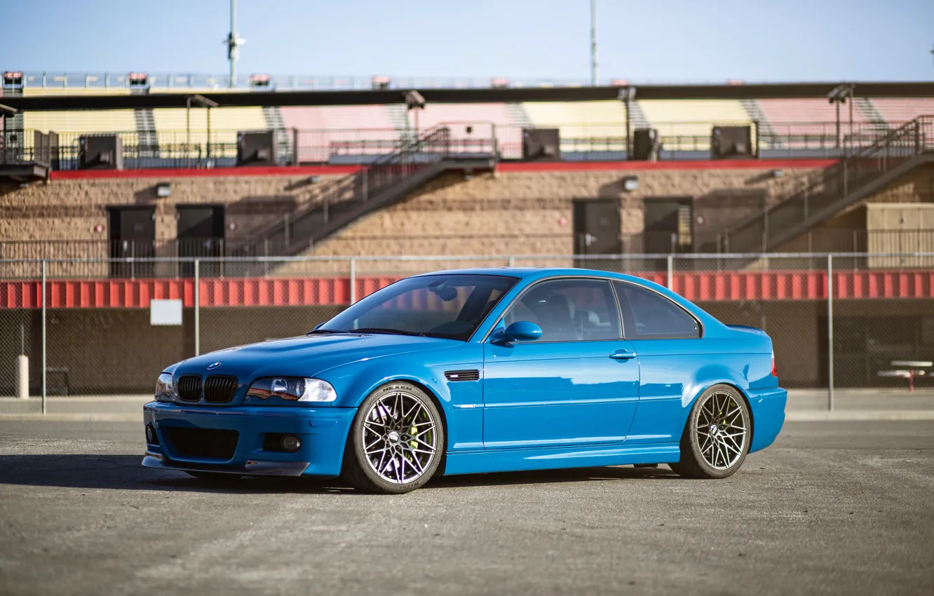 Photo wallpaper BMW, Blue, E46, Fencing, M3