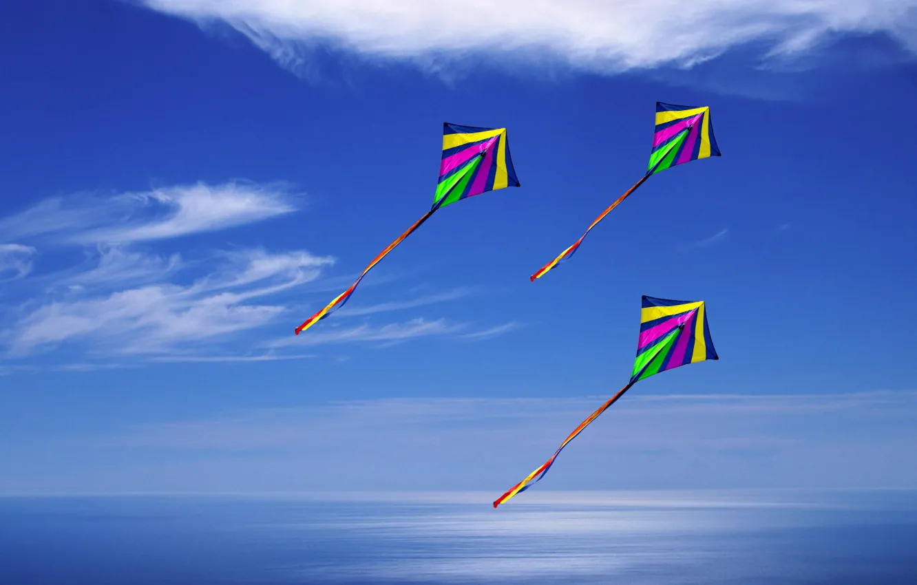 Wallpaper sky, flying, clouds, kites images for desktop, section разное -  download