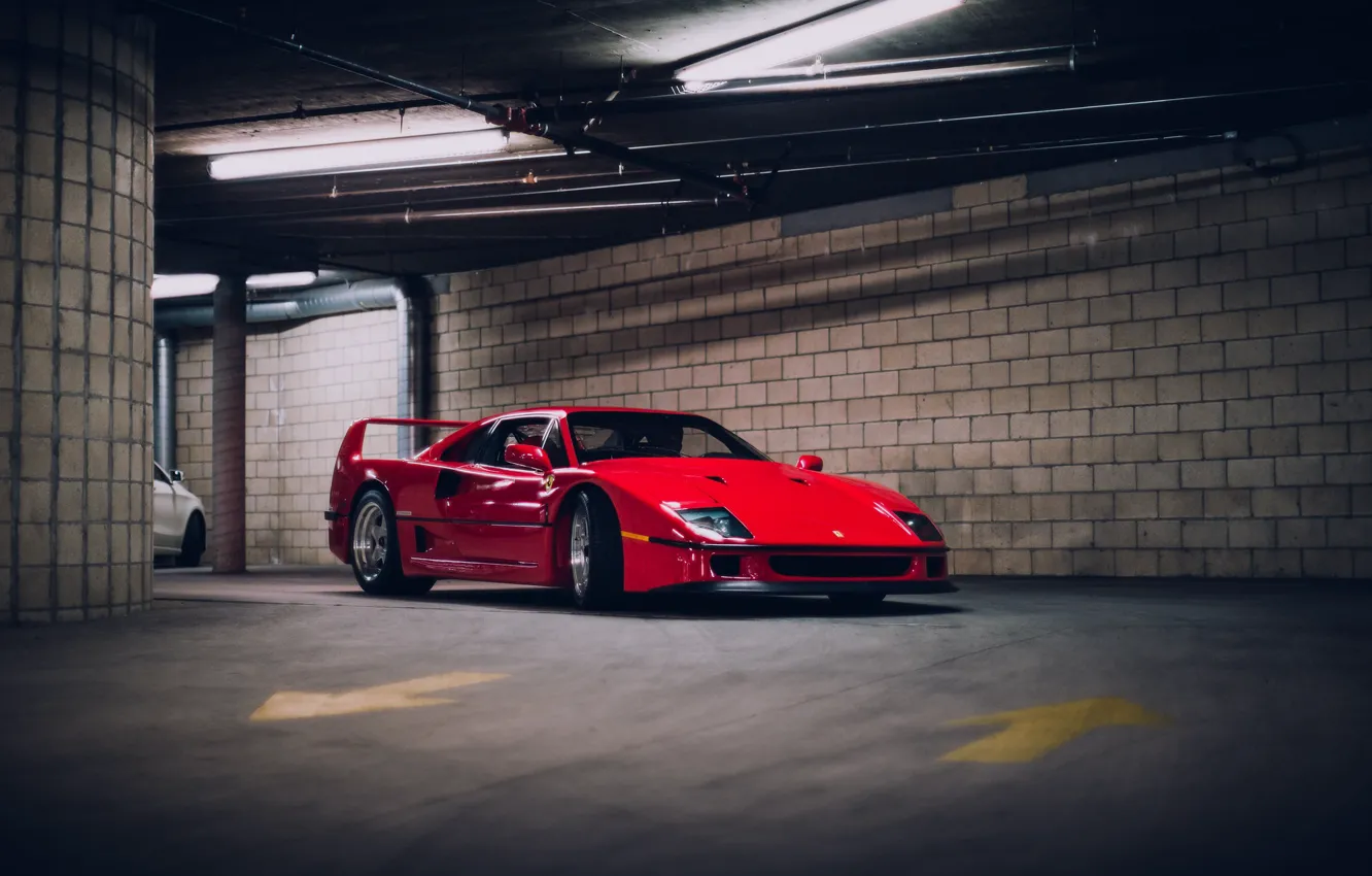 Photo wallpaper Red, F40, Parking