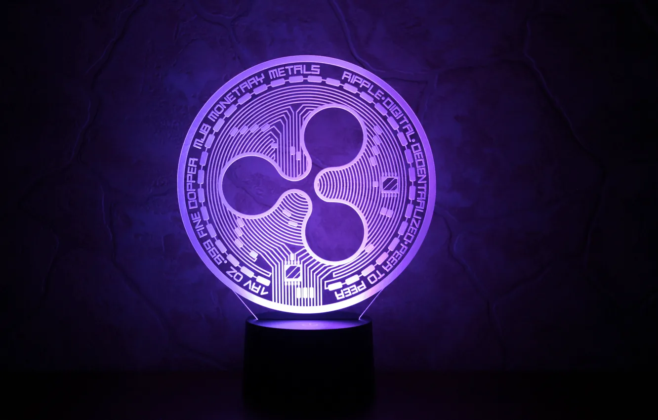 Photo wallpaper wall, fon, violet, coin, ripple, cryptocurrency, xrp